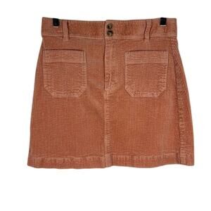 Madewell Women's Corduroy A-Line Mini Skirt 6 Pocket Front Salmon Pink